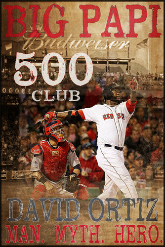 David Ortiz 500 Home Run Club Boston Red Sox Special-Edition Commemorative Poster - Graffi*Tee