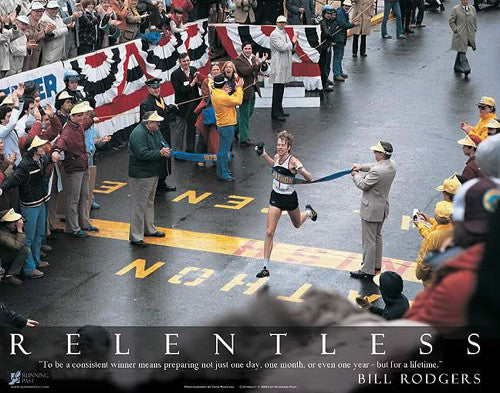 Bill Rodgers "Relentless" 1979 Boston Marathon Finish Premium Poster - Running Past