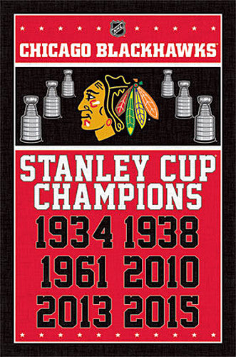 Chicago Blackhawks 6-Time Stanley Cup Champions Commemorative Poster - Trends
