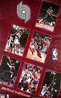 Portland Trailblazers "Six Stars" (1990) NBA Action Poster - Starline Inc.