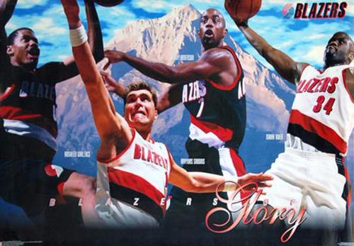 Portland Trail Blazers NBA Poster Set of Six Vintage Basketball Jerseys - Wallace Lillard Roy Sabonis Walton Drexler - 8x10 Poster Print