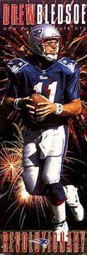 Drew Bledsoe "Revolutionary" (Door-Sized) New England Patriots Poster - Costacos Brothers 1995