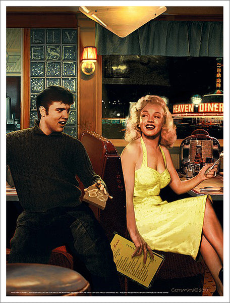 Elvis and Marilyn in Diner "Blue Plate Special" by Chris Consani Poster Print - Image Conscious