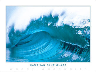 Surfing "Hawaiian Blue Glass" Ocean Wave Poster Print - Creation Captured