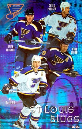 St. Louis Blues "Superstars" Poster (MacInnis Pronger, Weight, Tkachuk) - Starline 2001