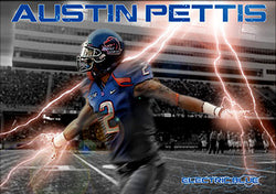 Austin Pettis "Electric Blue" Boise State Broncos Football Poster - Team Spirit