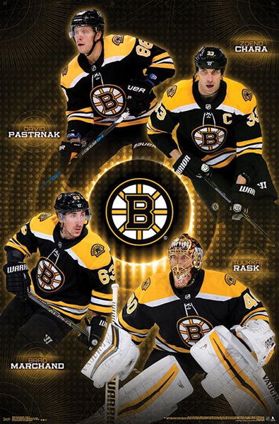 Boston Bruins "Four Stars" (Pastrnak, Chara, Marchand, Rask) Poster - Trends 2018
