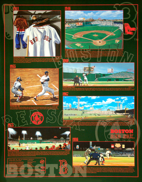Boston Red Sox Historic Art Collage (1941-86) Wall Poster - Bill Goff Inc. 1998