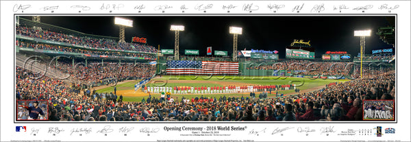 Boston Red Sox "World Series Majesty 2018" Fenway Panoramic Poster Print w/26 Facs. Signatures - Everlasting (MA-424)