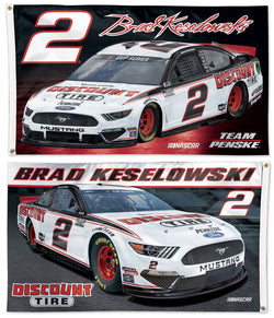 Brad Keselowski NASCAR Ford Mustang #2 Official HUGE 3'x5' 2-Sided Deluxe-Edition FLAG - Wincraft Inc.