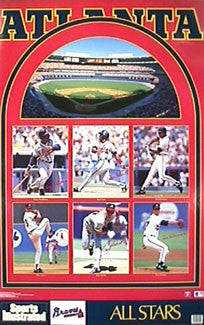 Atlanta Braves Baseball Poster Set of Six Vintage Jerseys -  Murphy, Smoltz, Jones, Glavine Maddux Aaron - 8x10 Semi-Gloss Poster  Prints: Posters & Prints