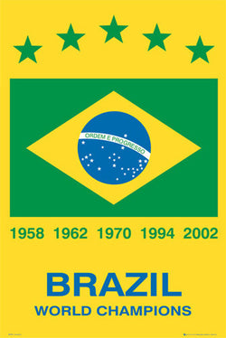 Brazil Soccer Five-Time World Cup Champions Commemorative Poster - GB Eye