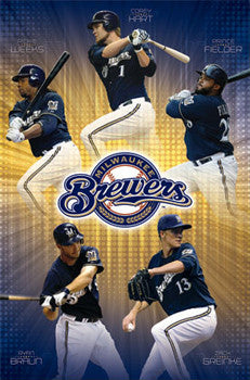 Milwaukee Brewers "Five Alive" (2011) MLB 5-Player Action Poster - Costacos Sports