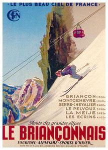 Skiing-Climbing "Le Brianconnais" French Alps c.1947 Poster Reprint - Editions Clouets