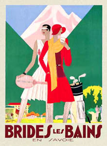 "Brides les Bains" Vintage Tennis and Golf Travel Poster Reprint