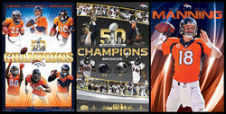 COMBO: Denver Broncos Super Bowl 50 Champs NFL Football 3-Poster Combo Special