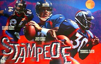 Denver Broncos "Stampede" (1997) Poster w/John Elway, TD, Sharpe - Costacos Sports