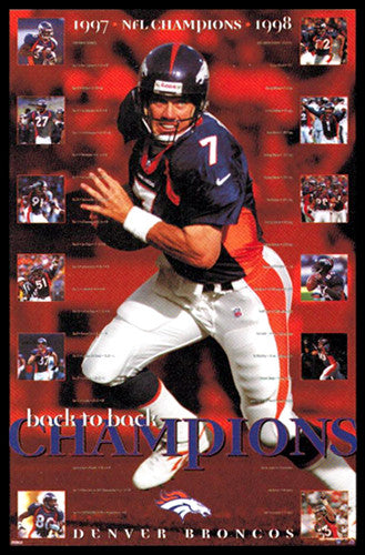 Denver Broncos Back-to-Back Super Bowl Champions Commemorative Poster - Costacos 1999
