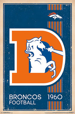 Denver Broncos NFL Heritage Series Official NFL Football Team Retro Logo Poster - Costacos Sports