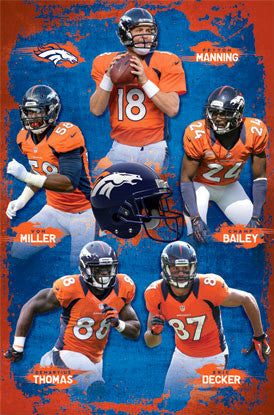 Denver Broncos "Super Five" (2012) NFL Action Poster - Costacos Sports