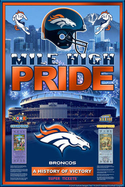 Denver Broncos "History of Victory" Super Bowl XXXII-XXXIII Champions Commemorative Poster - Action Images