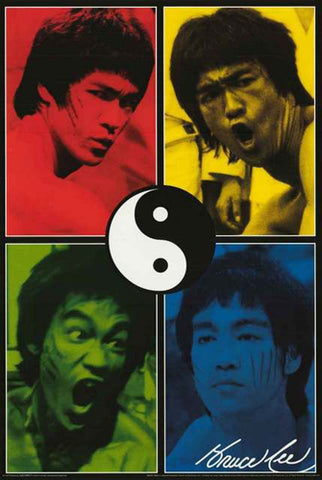 Bruce Lee "Yin-Yang RGBY" Shaolin Martial Arts Poster - Aquarius Images