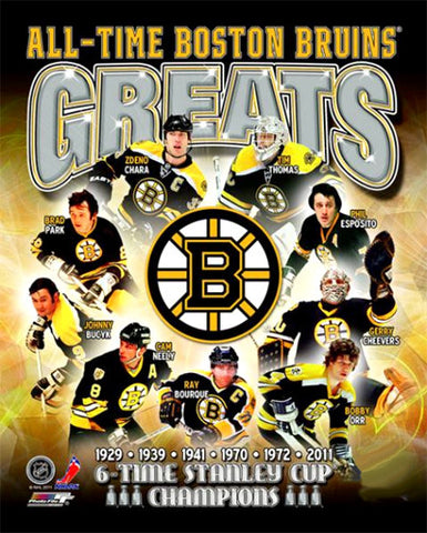Boston Bruins "All-Time Greats" (9 Legends) Premium Poster Print - Photofile Inc.