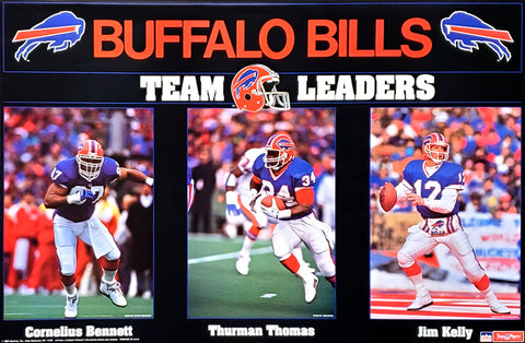 Buffalo Bills "Team Leaders" Poster (Cornelius Bennett, Thurman Thomas, Jim Kelly) - Starline 1992