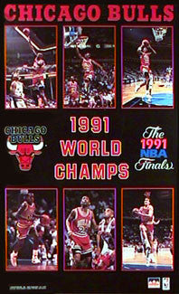 Chicago Bulls 1991 NBA Champions 6-Player Commemorative Poster - Starline Inc.