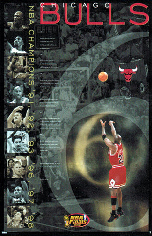 Michael Jordan "6" Chicago Bulls 1998 Championship Shot Poster - Costacos Sports