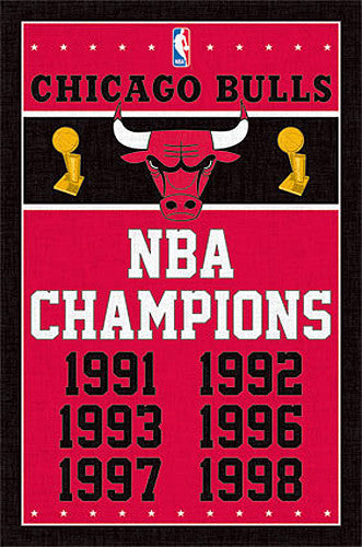 Chicago Bulls 6-Time NBA Champions Commemorative Wall Poster - Costacos ...