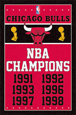 Chicago Bulls 6-Time NBA Champions Commemorative Wall Poster - Trends International