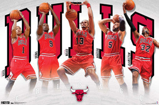 Chicago Bulls "Superstars" Action Poster (Rose, Noah, Deng, Boozer, Rip) - Costacos 2012