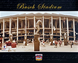 Old Busch Stadium St. Louis Cardinals Commemorative (Stadium Plaza w/Musial Statue) Premium Poster Print - Photofile