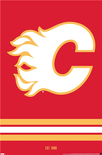 Calgary Flames "Est. 1980" Official NHL Hockey Team Logo Poster - Costacos Sports