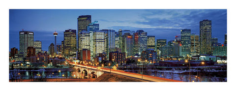 Calgary, Alberta, Canada "Winter Sunset" Panoramic Poster Print - Canadian Art Prints
