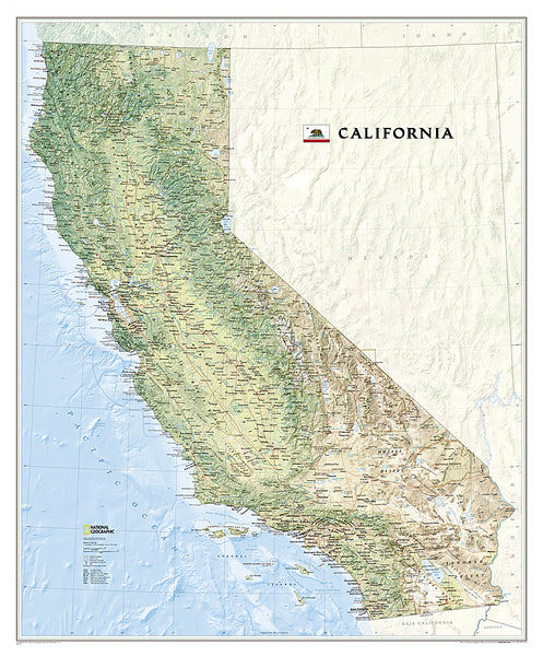 Map of California National Geographic Classic Edition 33x40 Wall Map Poster - NG Maps