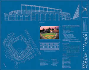 Camden Yards Blueprint Poster Print - Ballpark Blueprints 2004