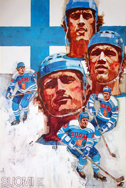 Team Finland Hockey 1976 Vintage Original Poster - Canada Cup Poster Series