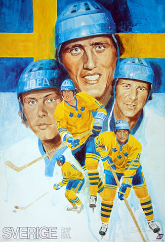 Team Sweden Sverige Canada Cup 1976 Official Team Poster (Salming, Hedberg, ++) - Worldsport Properties Ltd.