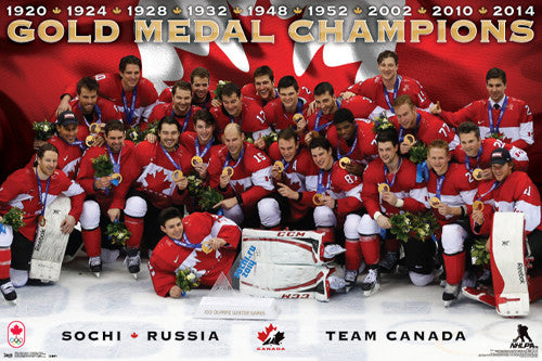 Team Canada Olympic Hockey 2014 "Gold Medal Celebration" Commemorative Poster - Costacos