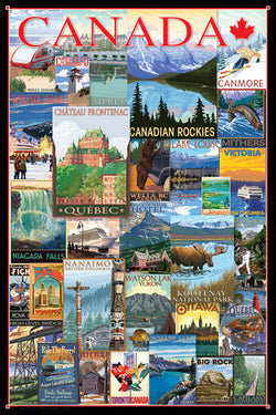 Canada Vintage Travel Posters Collage (31 Reproductions) 24x36 Poster - Eurographics Inc.