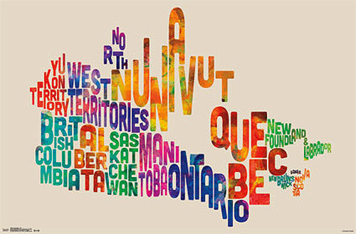 Map of Canada Typography Text Map Wall Poster by Michael Tompsett - Trends International