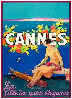 Cannes, France "City of Elegant Sports" (Artist Sem c.1930) Woman Golfer Vintage XL Poster Reproduction