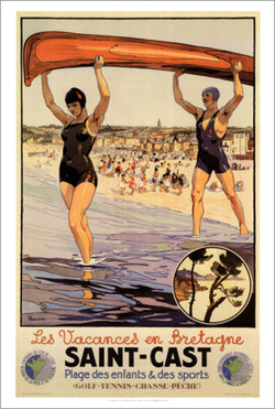 Canoeing In Brittany, France (Saint-Cast, Bretagne) Poster - Editions Clouets Vintage Reprints