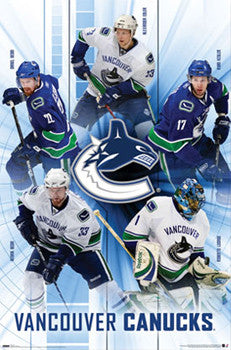 Vancouver Canucks "Pentagon" NHL Action Poster (Luongo, Sedins, Kessler, Edler) - Costacos 2009