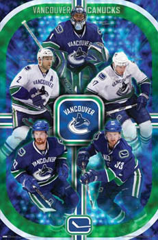 Vancouver Canucks "Five Alive" NHL Action Poster (Luongo, Sedins, Ohlund, Kesler) - Costacos 2008