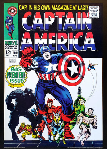 Captain America #100 (Apr. 1968) Vintage Marvel Comics Cover Poster Print - Asgard Press