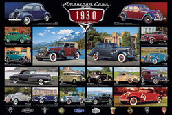 American Cars of the 1930s (18 Classic Automobiles) Cruisin' Series Poster - Eurographics Inc.