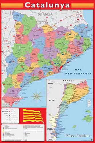 Barcelona, españa - map- Mapa de españa y de barcelona (Cataluña, España)